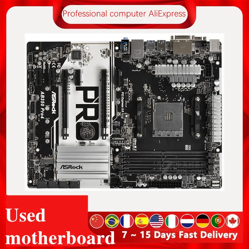 Материнская плата для ASRock AB350 Pro4 разъем AM4 DDR4 AMD B350M B350 оригинальная десктопная
