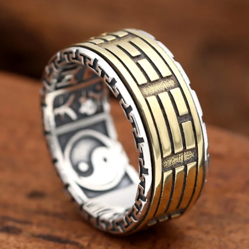 Кольца из серебра 925 пробы для мужчин и женщин вращающиеся ювелирные украшения со