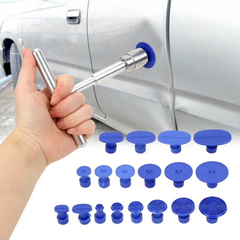 

19Pcs/Set Universal Car Dent Puller Plastic Suction Cup For Pulling Vehicle Remove Dents Tabs Sheet Metal Repair Tool Kit Hammer