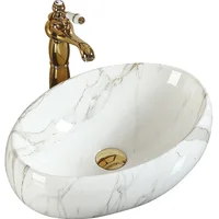Italian Carrara Natural Stone Art Bathroom Basin Ceramic Sink, Ceramic Bathroom Vessel Sink White Marble Washbasins Bathroom