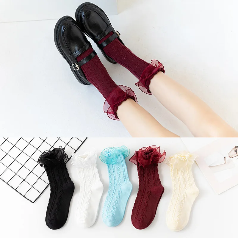 1 пара женские кружевные носки в стиле лолита | Женская одежда