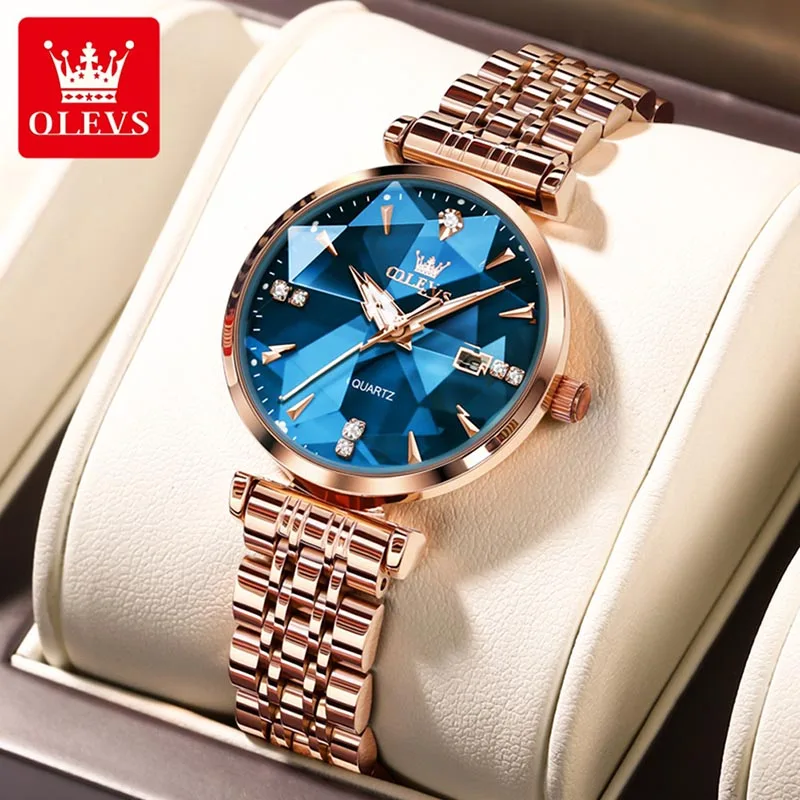 OLEVS 2023 New Womens Watches Luxury Brand Fashion Ladies Watch Rose Gold Strap Luminous 30M Waterproof Quartz Watch Reloj 5536