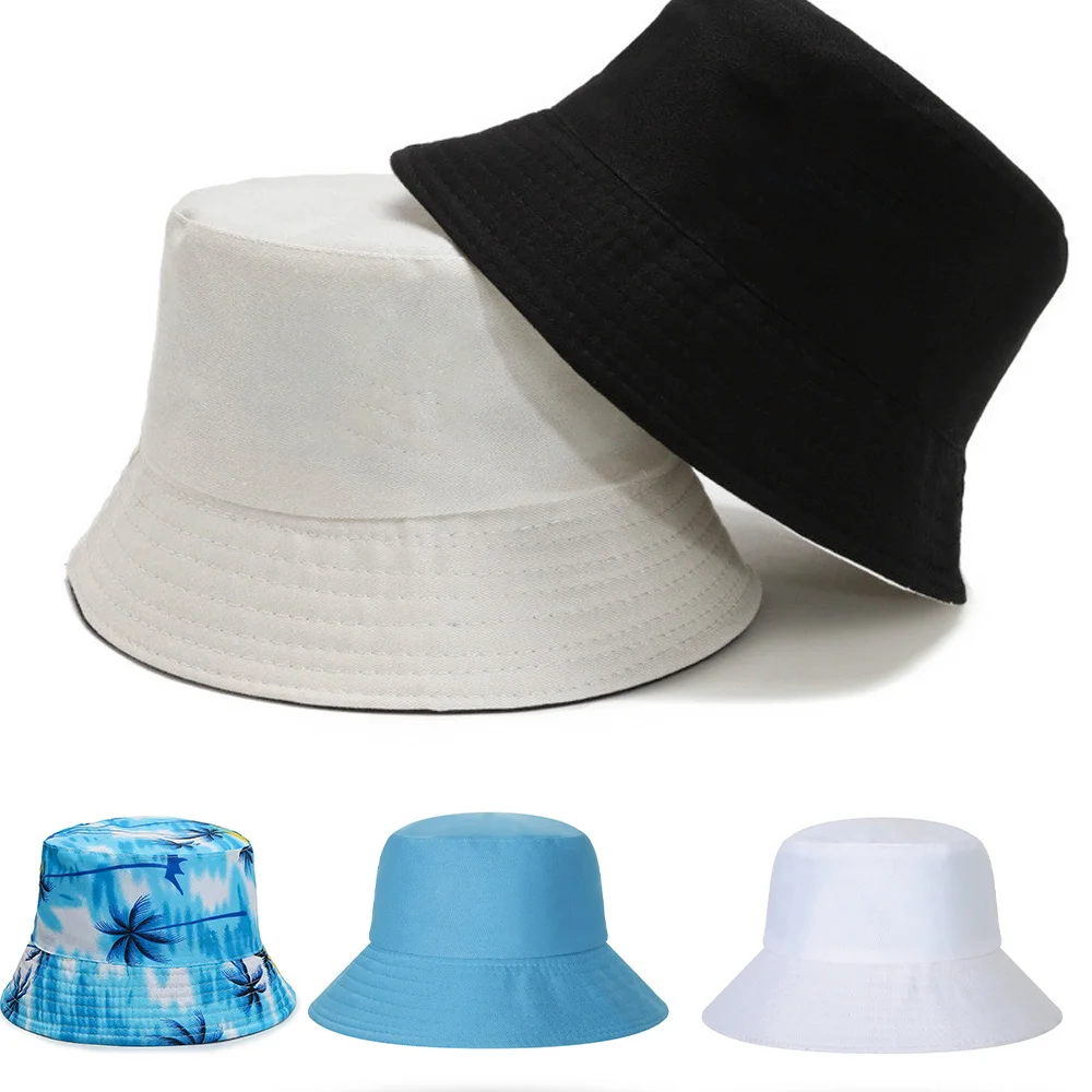 

Fashion Double-sided Wearing Cap Bucket Hat Men Women Summer Reversible Visor Top UV Fisherman Hats Sunscreen Fishing Sun Caps