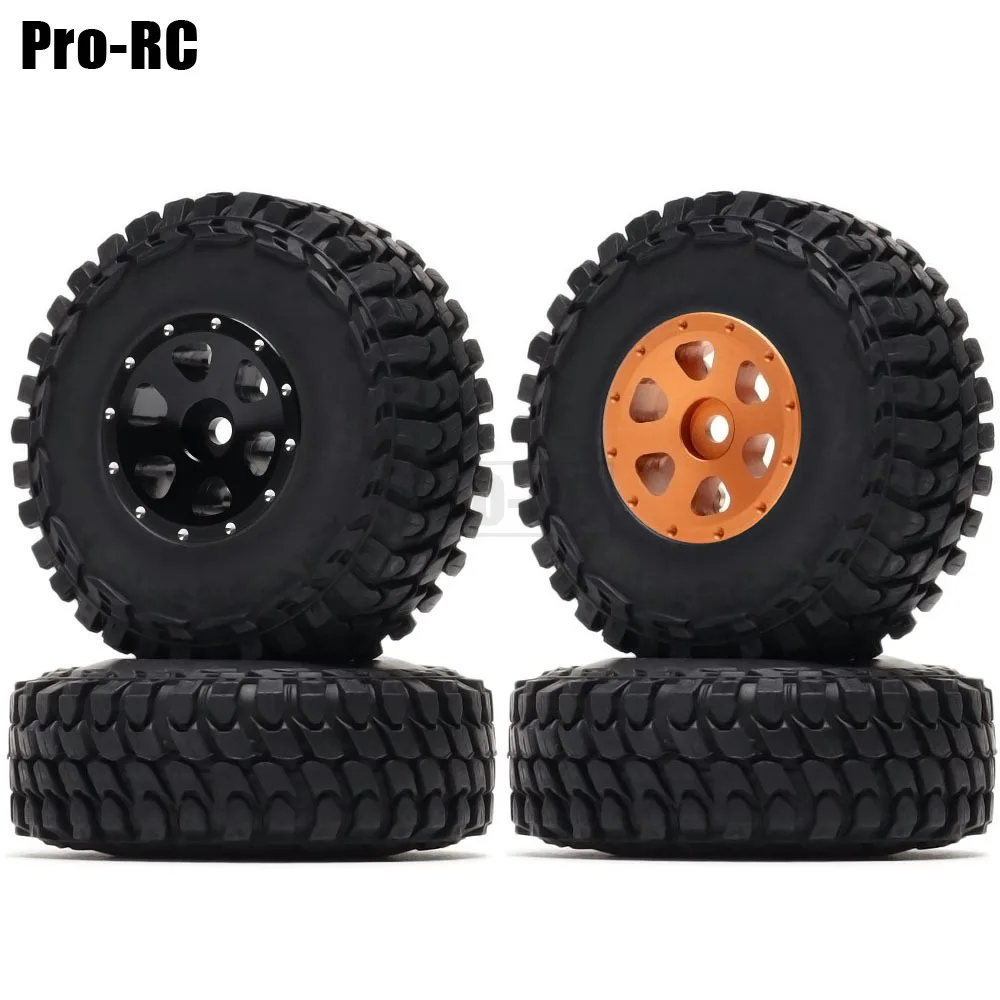 

4Pcs 1.0" Inch Aluminum Alloy 6-Hole Beadlock 30MM CNC Wheel Rim Hub & Tires for RC Crawler Car 1/24 Axial SCX24 90081 AXI00001