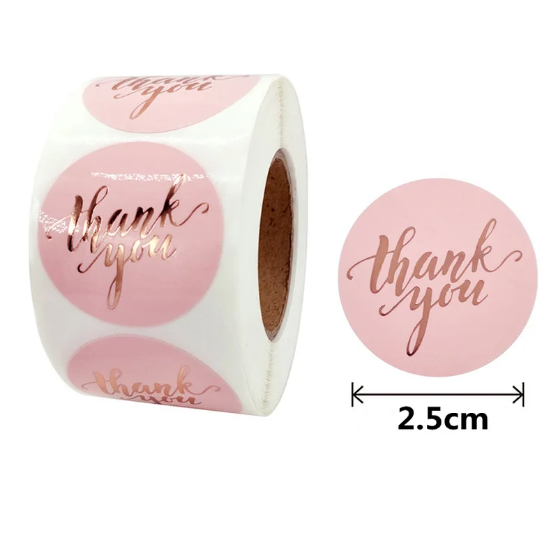 

Wedding box 500pcs Round Labels Kraft Paper Thank You Sticker Bag Flower Gift Box Cake Boxes and Packaging Wedding Stickers