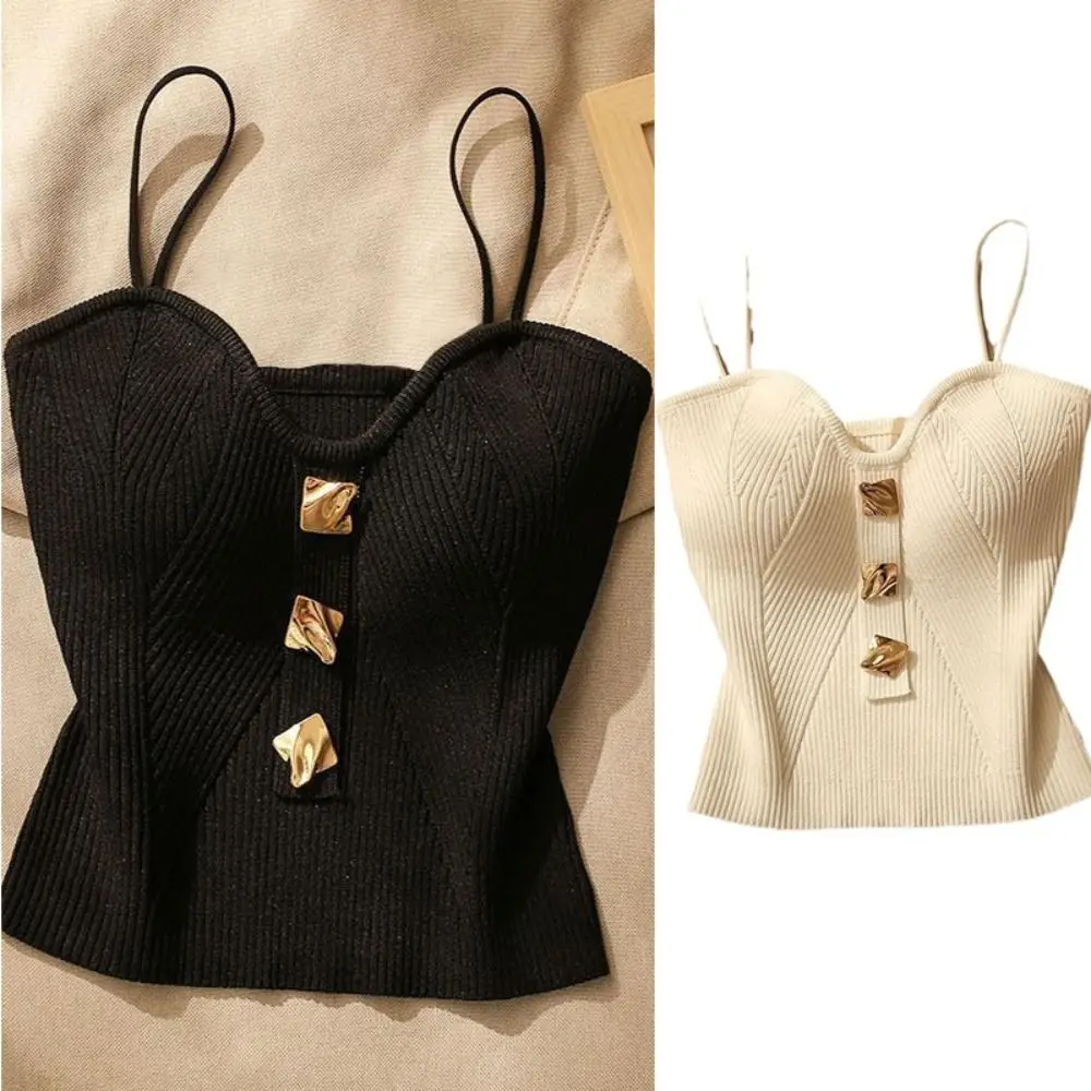 Сексуальный трикотажный женский короткий жилет без рукавов на бретелях