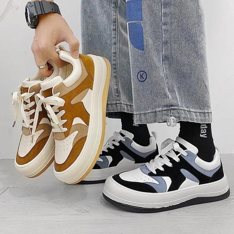 

Кроссовки мужские легкие на платформе, на шнуровке, повседневные прогулочные кеды, модная спортивная обувь, 2023