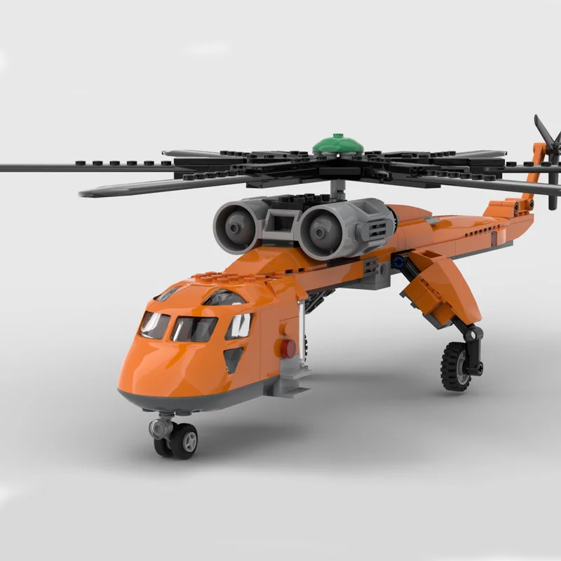 Фото Новый конструктор MOC Sikorsky S64 Skycrane (453 детали) — вертолет для воздушной пожаротушения, развивающая и творческая игрушка для детей, подарок на Рождество №2