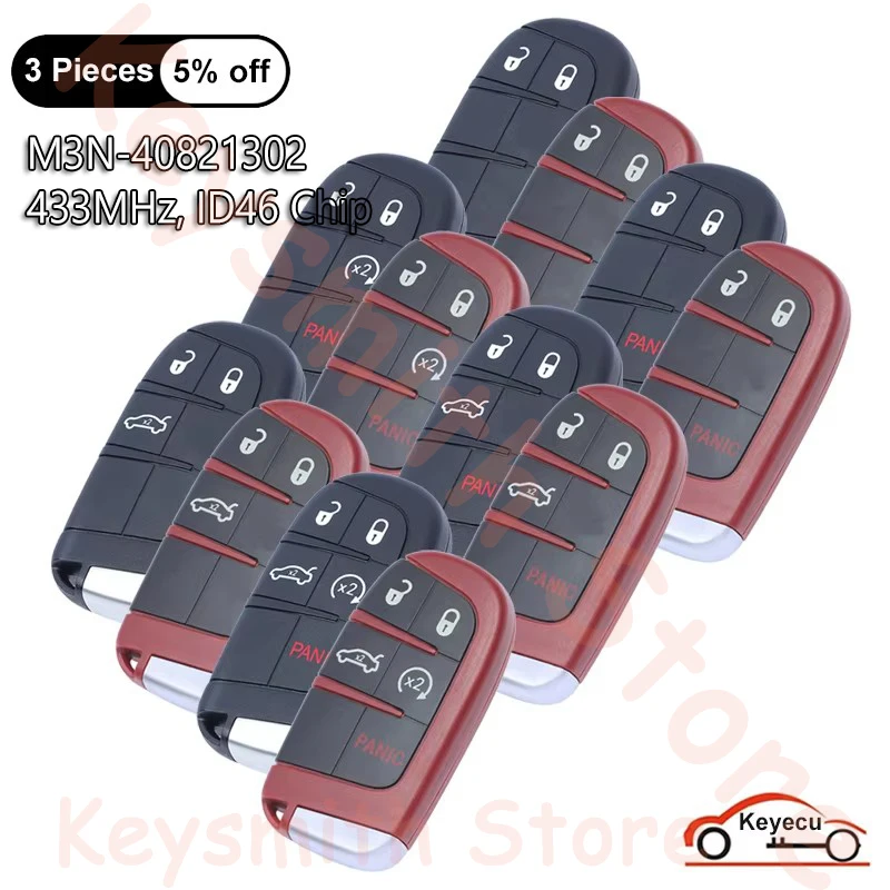 Чип KEYECU 433 МГц ID46 для Chrysler 300 Dodge Charger Journey Challenge Dart Durango Auto Smart Remote Key Fob M3N- 40821302