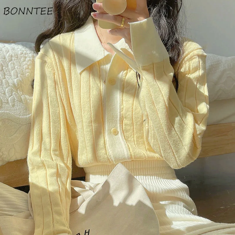 

Cardigan Women Chic Sweet Style Tender Fashion Cozy Knitwear Lovely Schoolgirl Dating All-match Aesthetic Casual Sweaters Basic