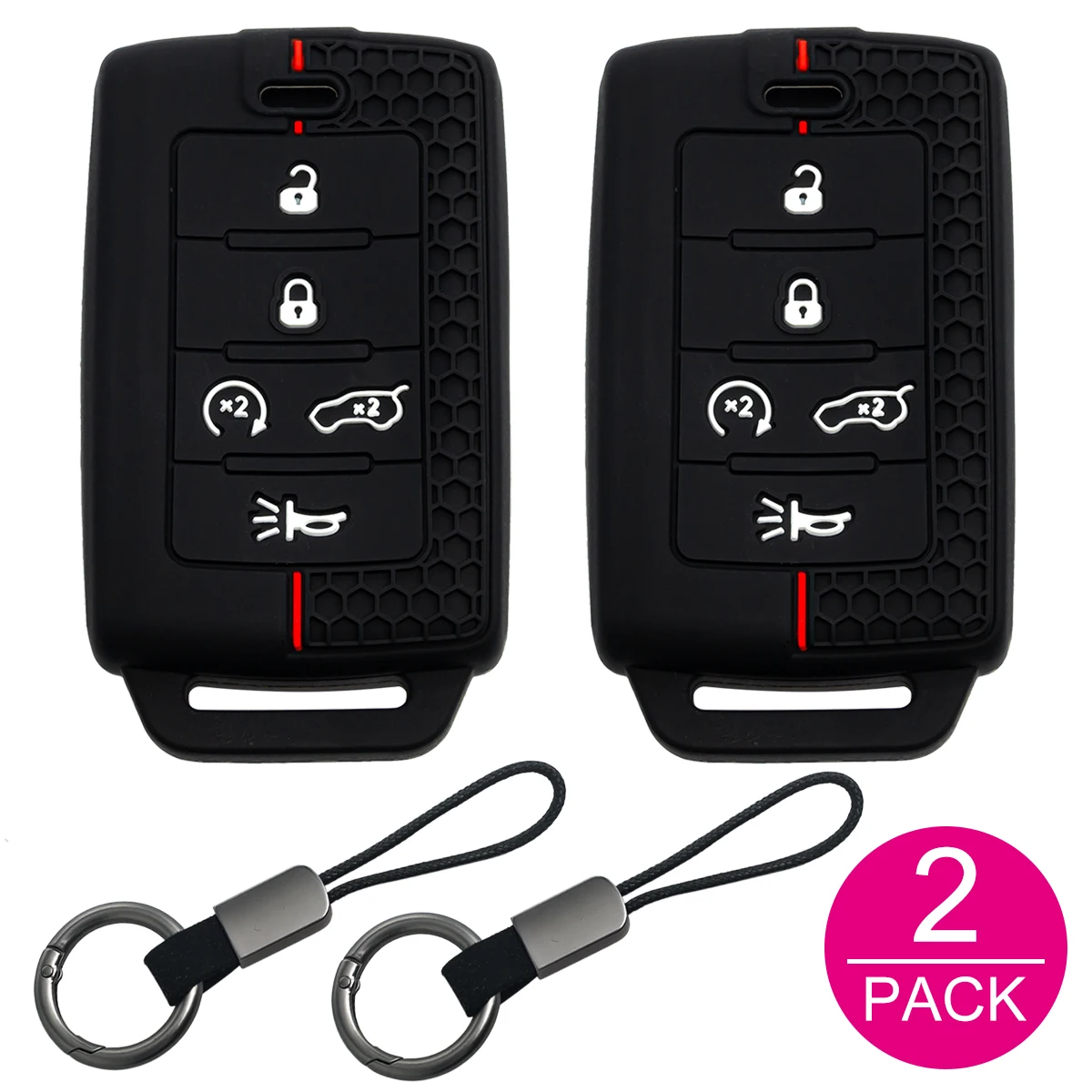 

2x силиконовый автомобильный брелок-чехол-держатель для ключей для Jeep Grand Cherokee L WL 2022-2025 гг.