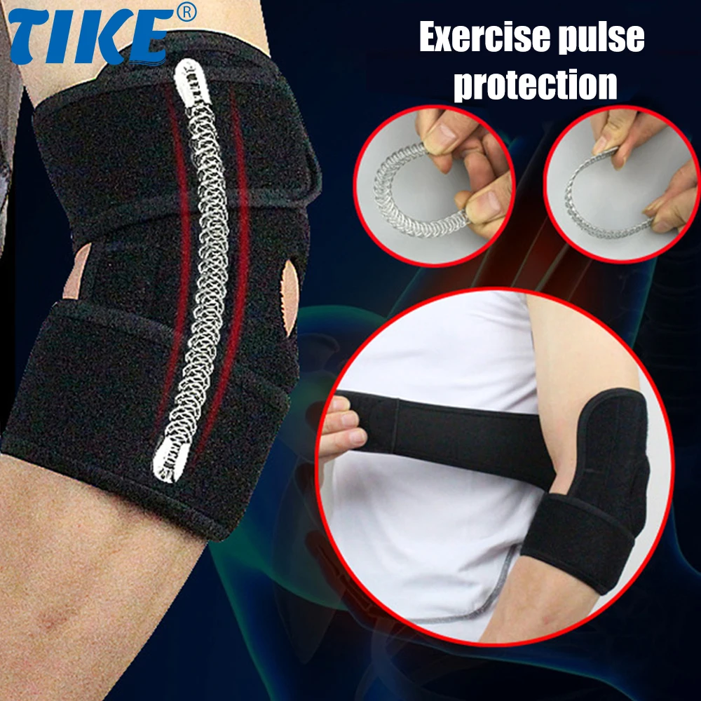 

TIKE Adjustable Elbow Support Brace with Dual Stabilizers Elbow Brace Breathable Training Elbow Wrap Band Reversible Stabilizer