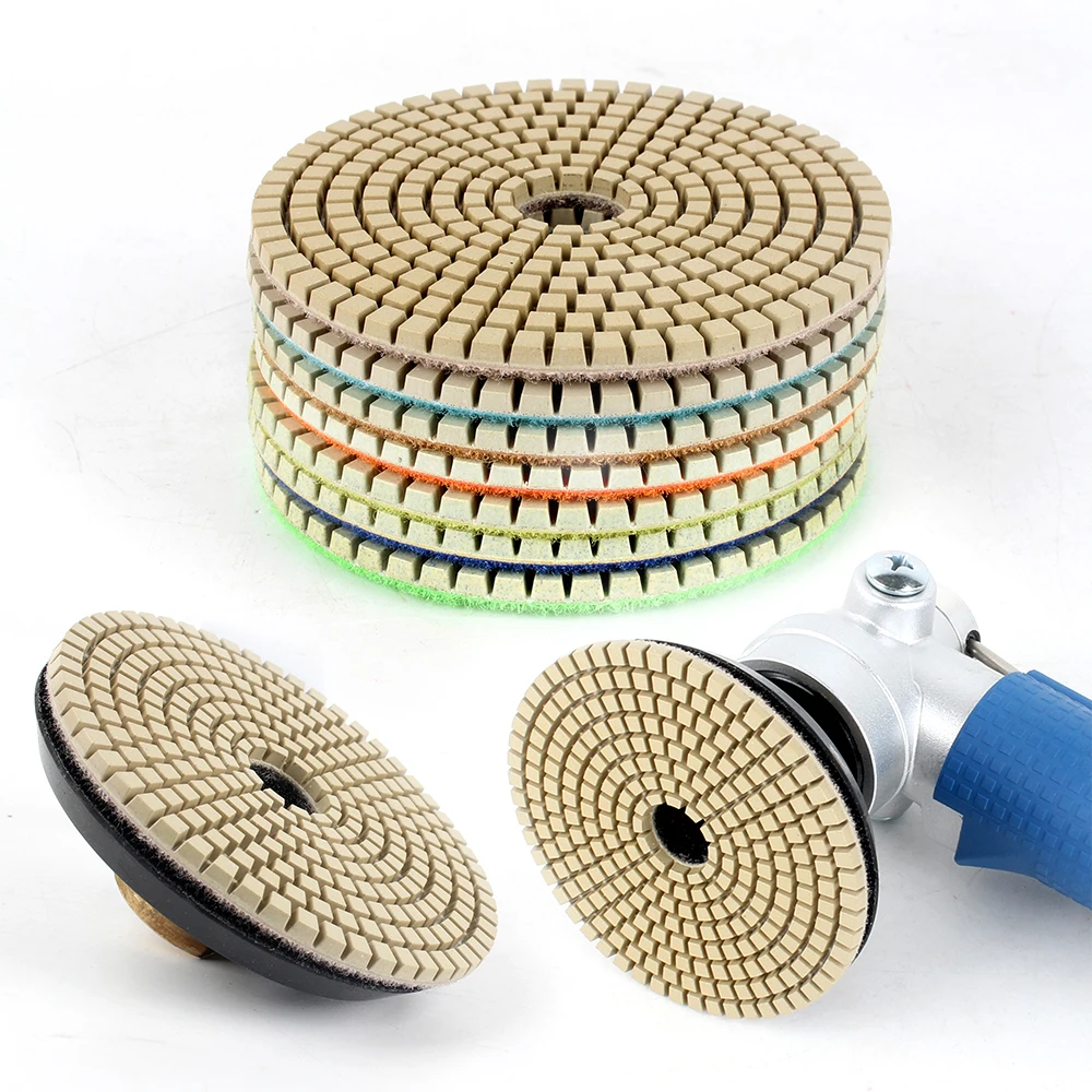 

Raizi 7 step diamond polishing pad kits for granite quartz and ceramic porcelain tile with air wet polisher and backer up pads