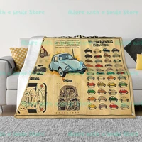 personalized volkswagen beetle bug knowledge 3d bed blanket sofa blanket flannel thermal bedding home travel adult kids