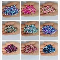mermaid symphony beads 3mm 12mm round rainbow color plastic straight hole plastic pearl for needlework jewelry making