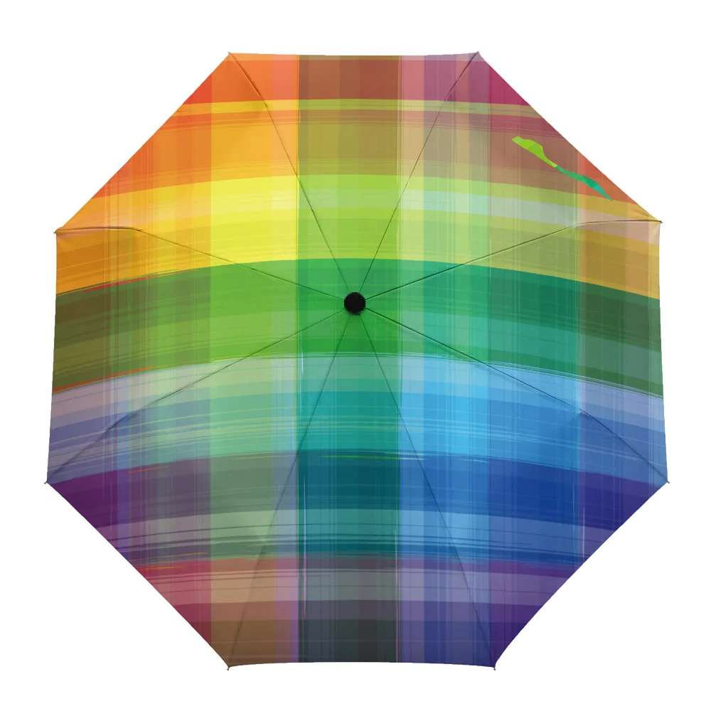 

Женский складной зонт, яркий ретро-зонт с радужным принтом, квадратный, полностью автоматический, от дождя и солнца, для улицы и пляжа