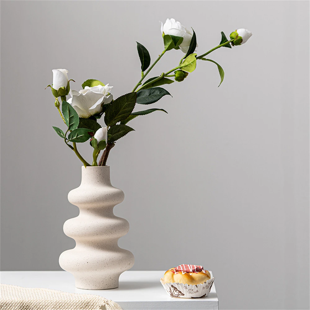 

Creative New Style Plain Fired Vase Frosted Grain Flower Arrangement Ceramic Living Room Vase Decoration Nordic Vases