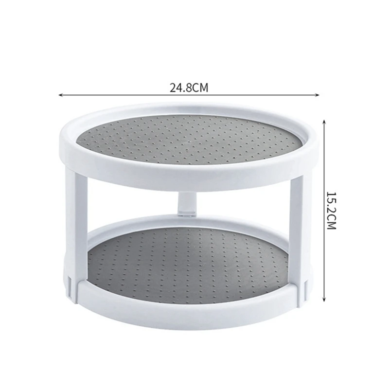 Поворотный стол Lazy-Susan серо-белый вращающийся стеллаж для специй шкафа кладовой
