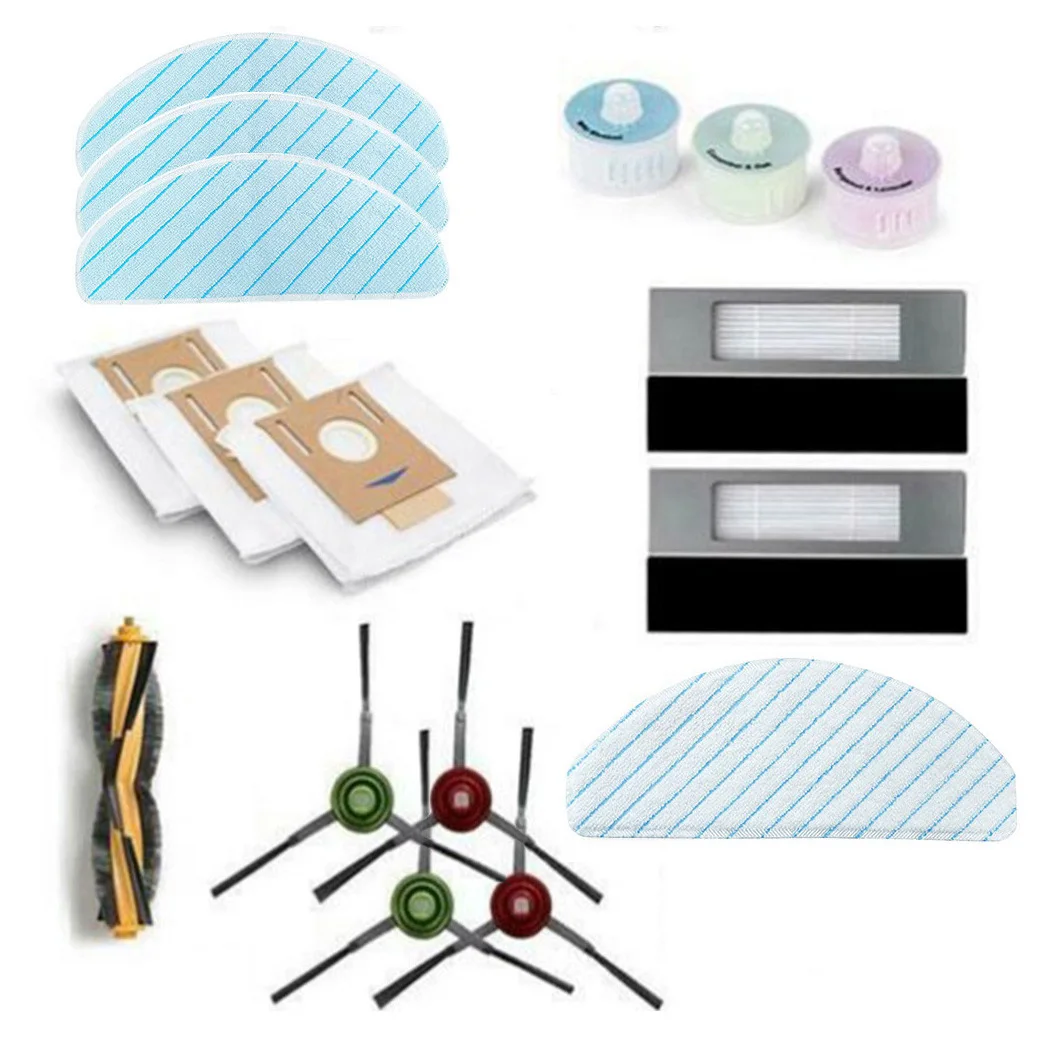 

Роликовая основная щетка, фильтр, боковые щетки, моющаяся швабра, тканевые ароматные капсулы, пылесборники для вакуумного пылесоса Ecovacs T9 ...