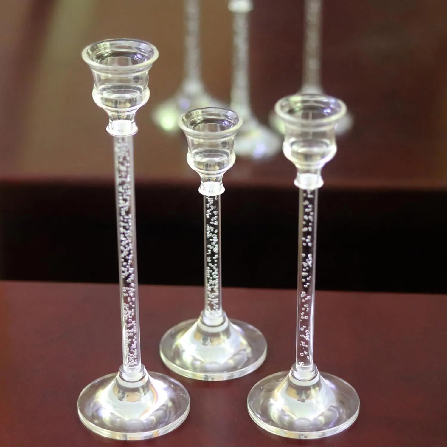Набор Акриловых Подсвечников Из 3-х Прозрачных Конусообразных Украшений Для