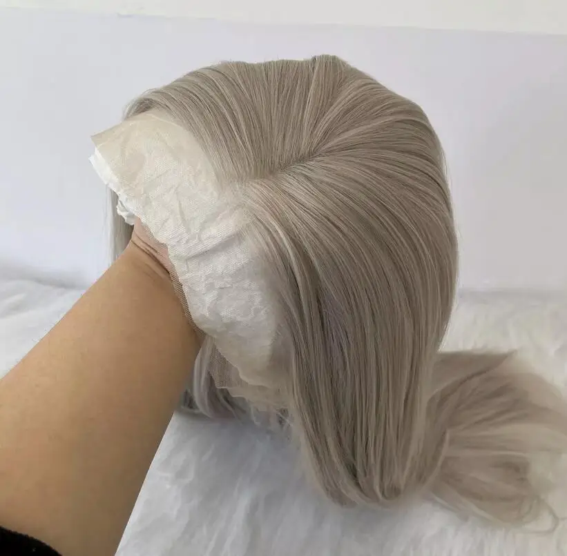 Длинные прямые Термостойкие волосы с серебристым клеем