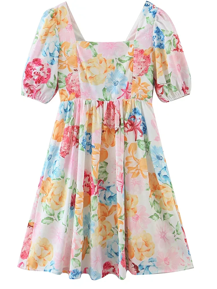 Gypsylady Boho Floral Chic Mini Dress Fancy Painted Summer Women Dresses Puff Sleeve Backless Holiday Casual Ladies Vestidos