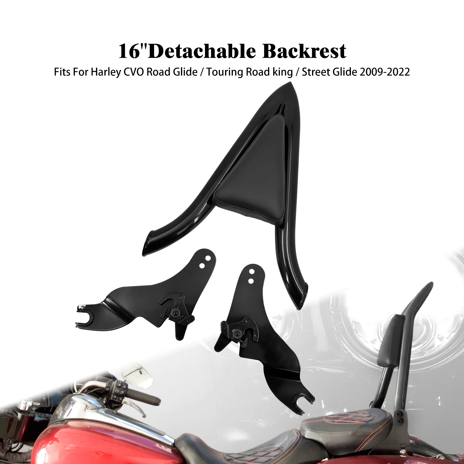 

Съемная задняя спинка пассажира для мотоцикла, 16 дюймов, для Harley Touring Road King Street Glide 2009-22