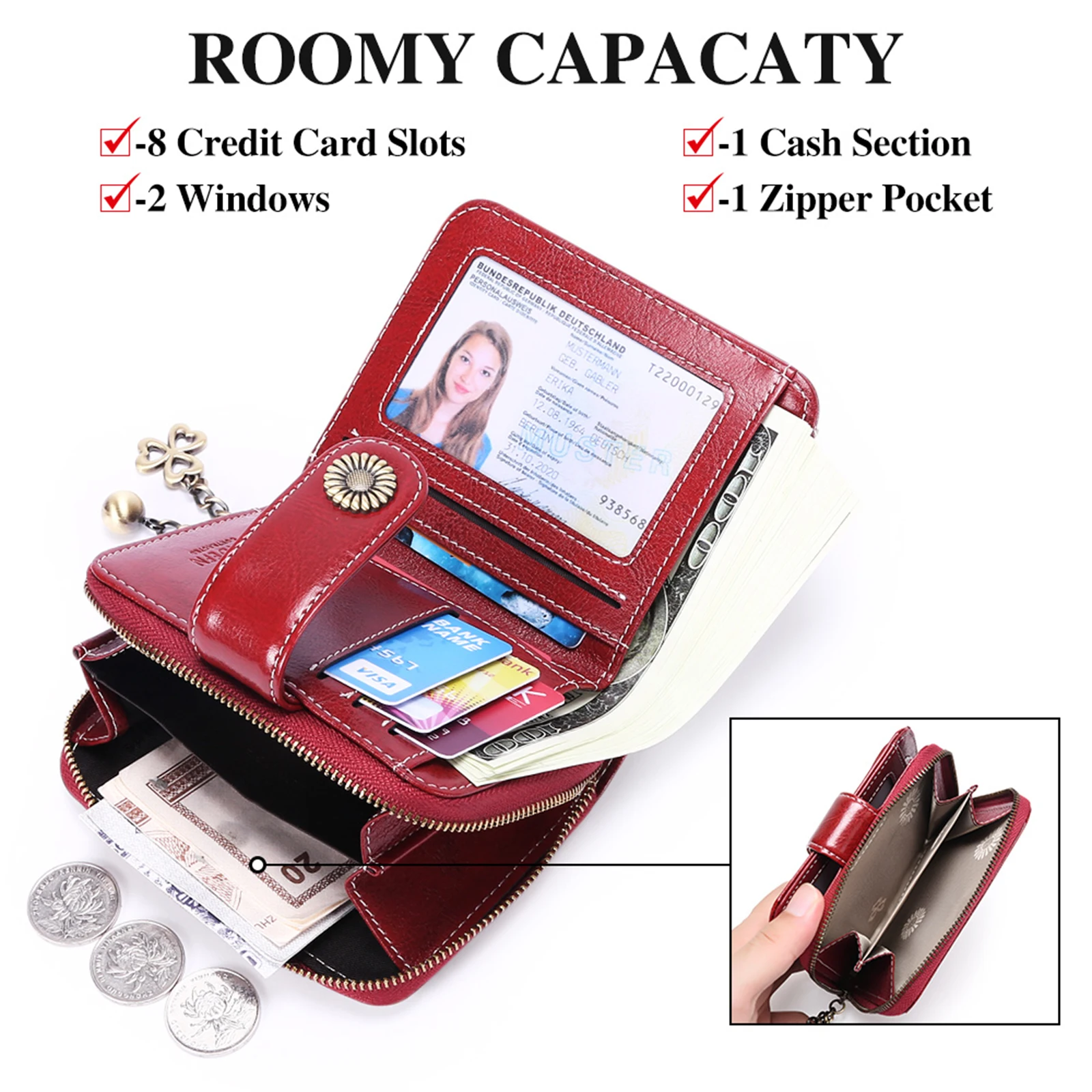 Luxury Women's Wallet Short Leather Wallet Women Coin Purse Card Holder Money Clip Ladies Wallets Small Female Pocket