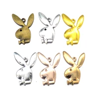 10pcslot rabbit head charms animal pendant for diy jewelry making earrings necklaces keychain craft handmade accessories