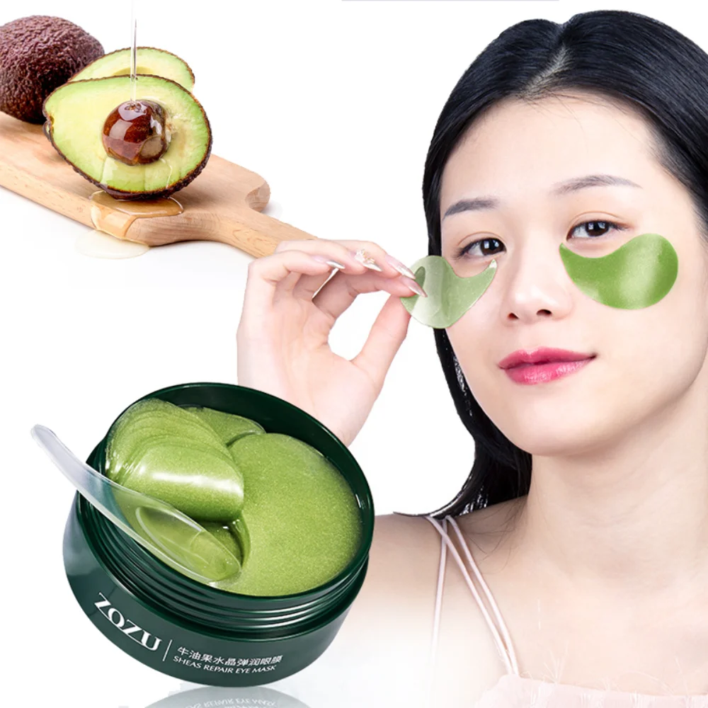 60PCS Avocado Amino Acids Mask Natural Moisturizing Gel Eye Patches Remove Dark Circles Anti Age Bag Eye Wrinkle Korea Skin Care