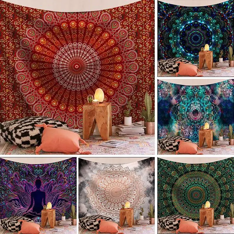 

Boho Bedspread Beach Towel Yoga Mat Blanket Tablecloth Indian Mandala Tapestry Hippie Wall Hanging Tapestry Home Decor Tapestry