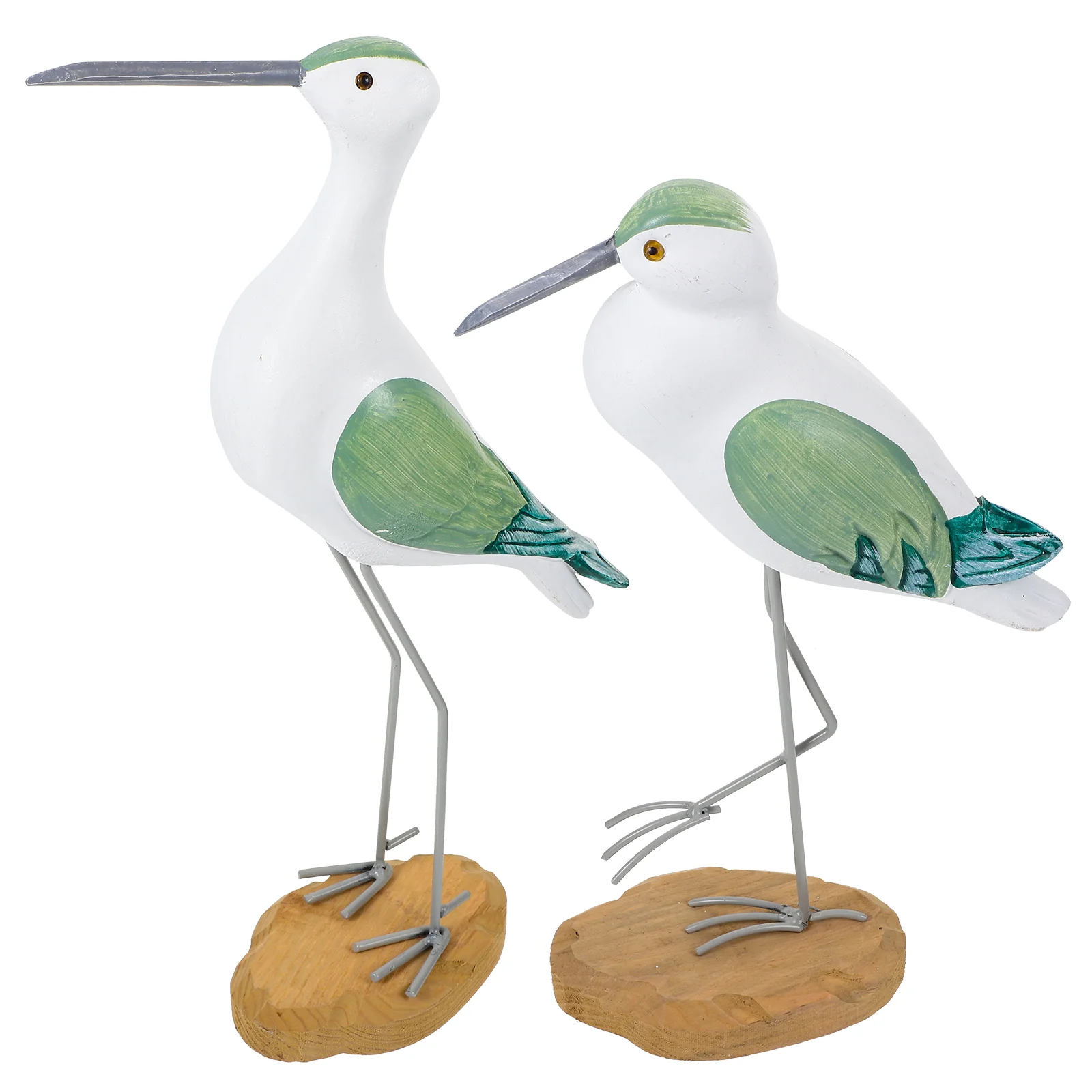 

2 Pcs Collection Seagull Ornaments Seaside Ocean Toys Marine Statue Wood Wooden Stained glass material