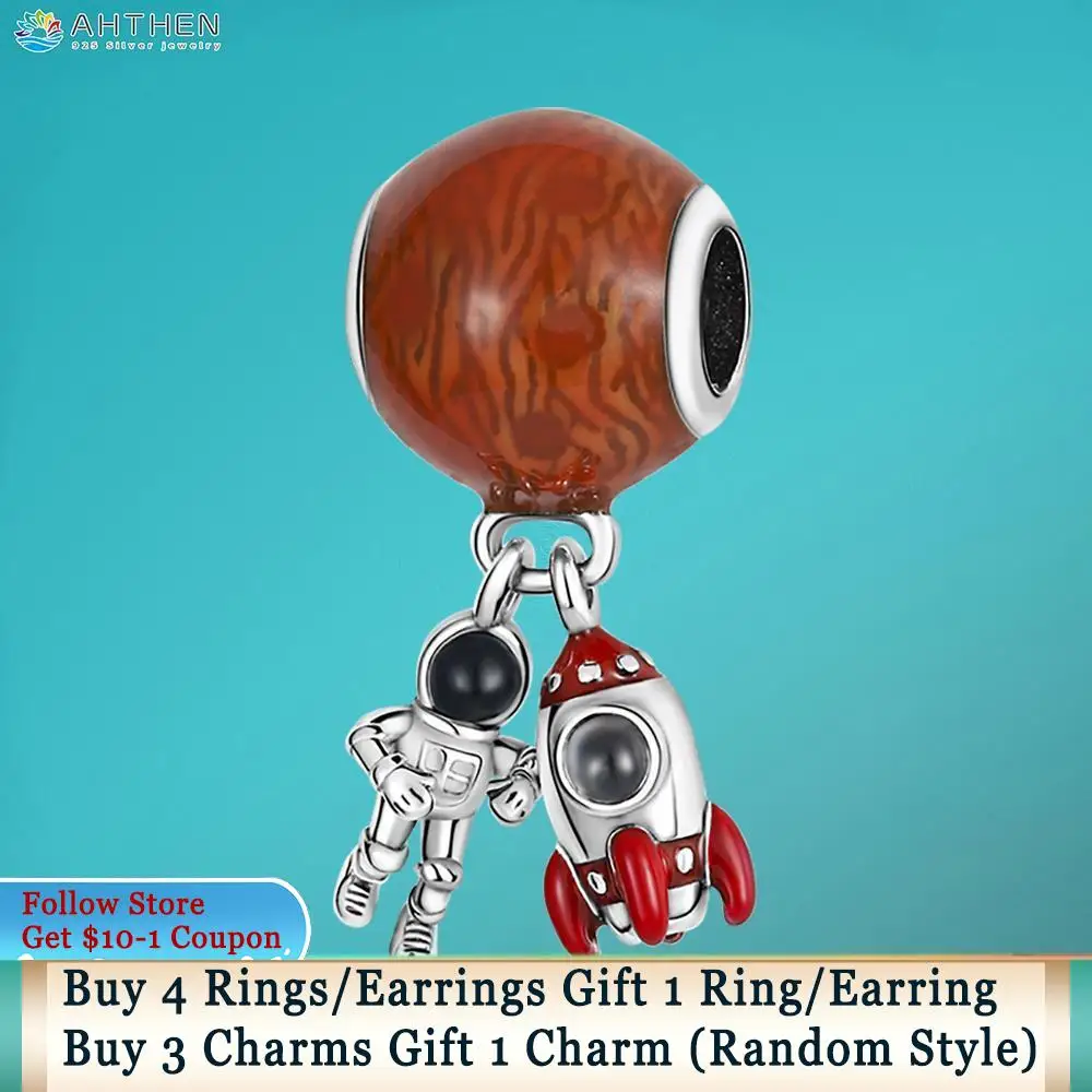 

Ahthen 925 Sterling Silver Beads Mars Rocket Astronaut Charm fit Original Pandora Bracelets Fashion Fine Jewelry Gift