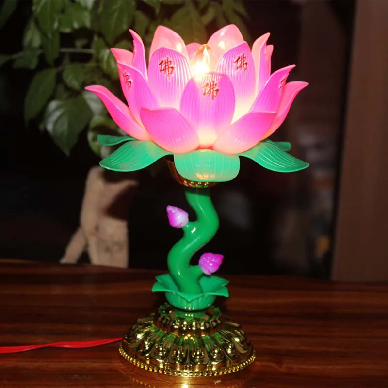 Лампа Lotus Lamp Buddha Changming Qiangshen for Guanyin Бытовая вилка-in весветильник