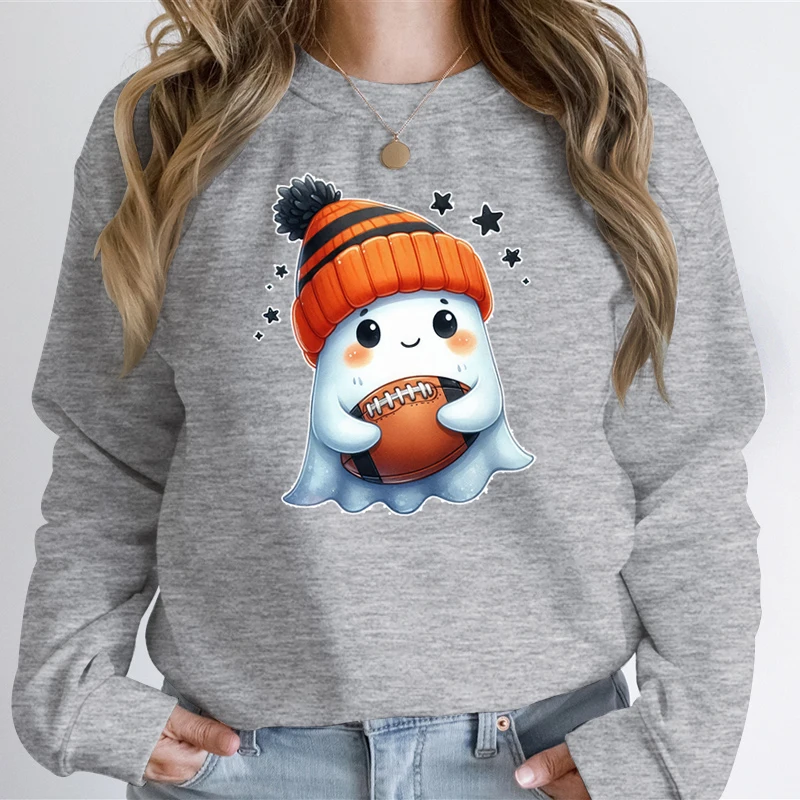 Бейсбольная Толстовка с забавным принтом призрака Женский пуловер рисунком на