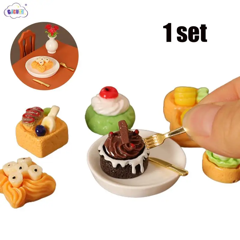 

4 шт./набор 1/12 кукольный домик мини-завтрак яйцо хлеб молоко набор торт десерт Еда Декор для кукольного домика игровые кухонные аксессуары
