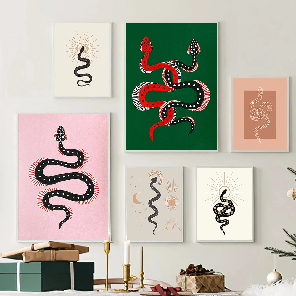 

Snake Luxury Poster Boho Style Canvas Painting And Print Aesthetic Decoration Cuadros Fashion Wall Art Picture For Bedroom Decor