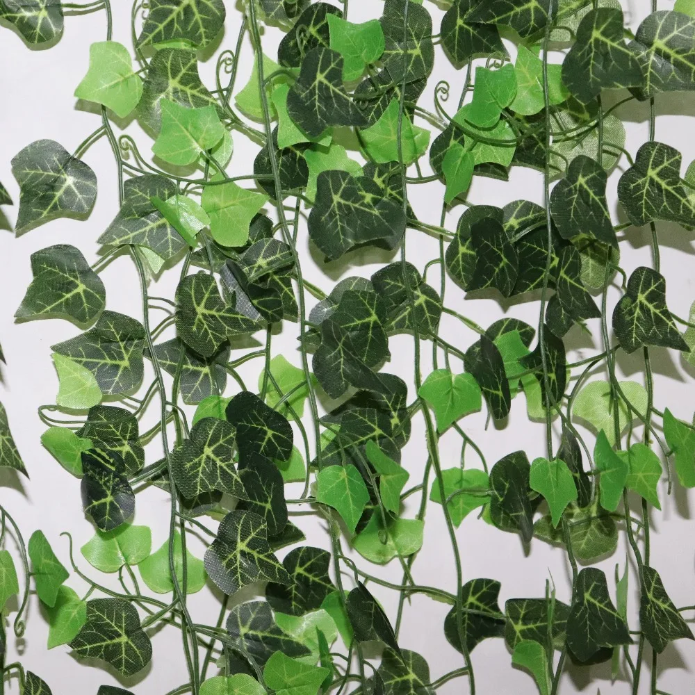 

1 String 2.4M Home Decor Artificial Ivy Leaf Garland Plant Vines Fake Leaves Flower Creeper Green Double Colored Ivy