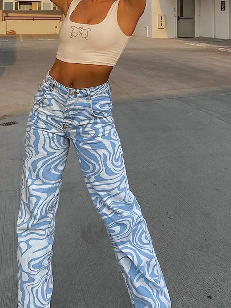 

Прямые брюки-Капри Y2K с принтом зебры, женские Мешковатые повседневные винтажные капри в стиле Харадзюку с высокой талией, женская уличная одежда в Корейском стиле, 2022