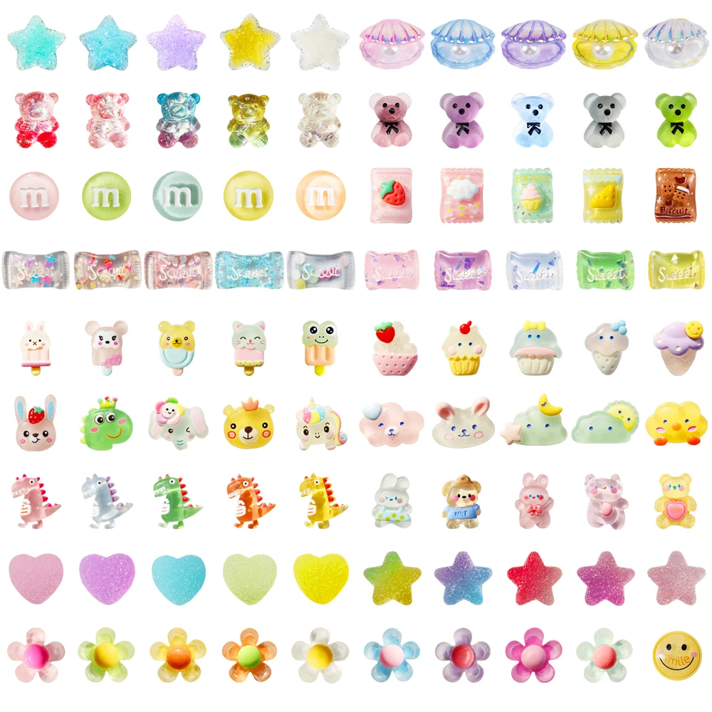 Transparent Resin Croc Charms Kawaii Colorful Flower Croc Jibz Buckle Hole Shoes Ornaments Silicone Croc Slipper Accessories
