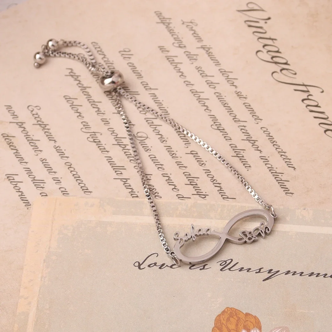 Регулируемый браслет из нержавеющей стали с именем мамы