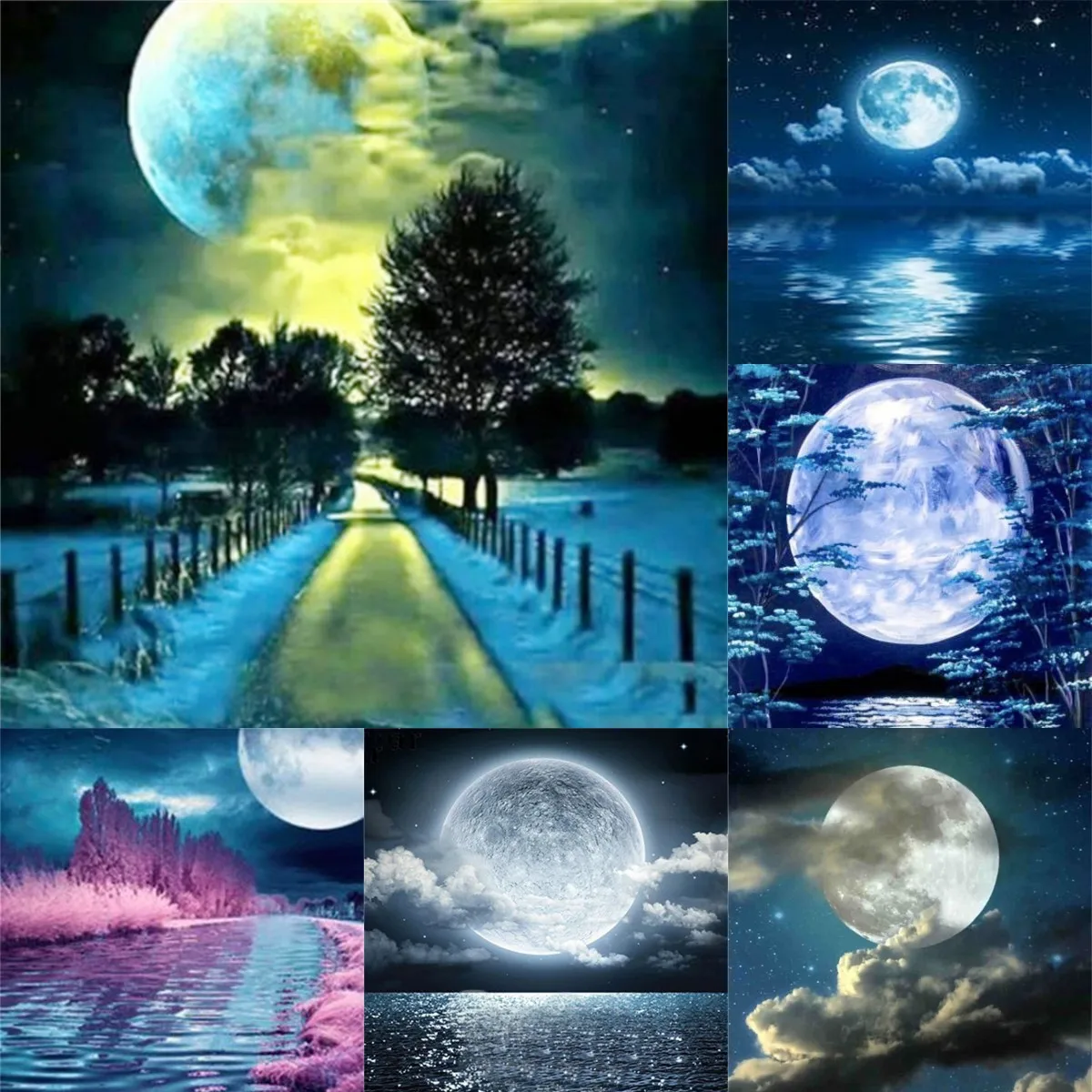 Moon On Water Painting By Numbers For Adults Kids Kits Hand Painted Drawing Canvas DIY Oil Coloring Paint Picture By Numbers