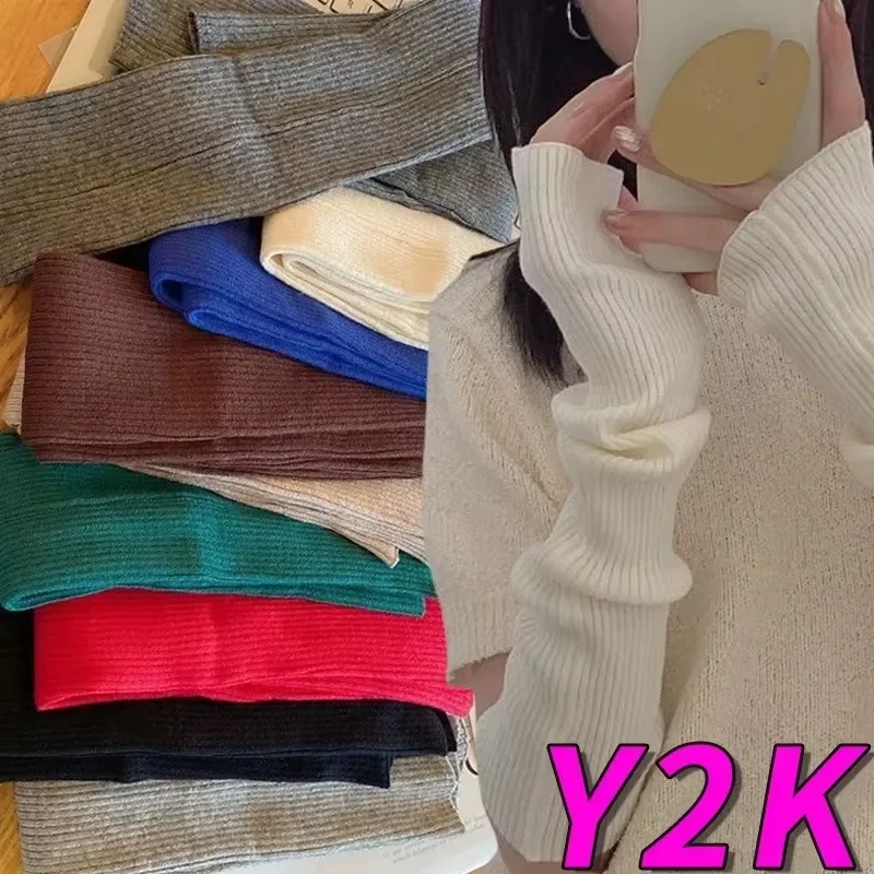 Женские вязаные Утепленные длинные перчатки без пальцев варежки зимние