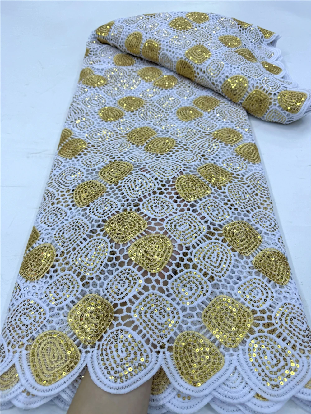 2024 белые золотые блестки лазерное шитье Водорастворимая французская