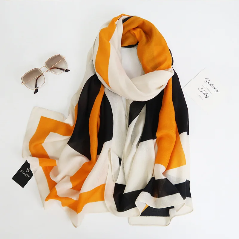 

2022 autumn and winter new style cotton and linen scarf European and American style silk scarf retro long scarf thin shawl scarf