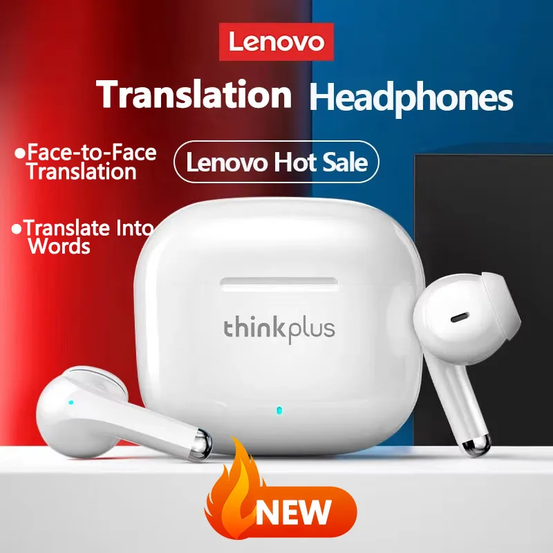 Фото Lenovo LP40 Pro Translation Earburds TWS Bluetooth Перевод в реальном времени Долговечные наушники с искусственным интеллектом Дорожный переводчик Гарнитура №2
