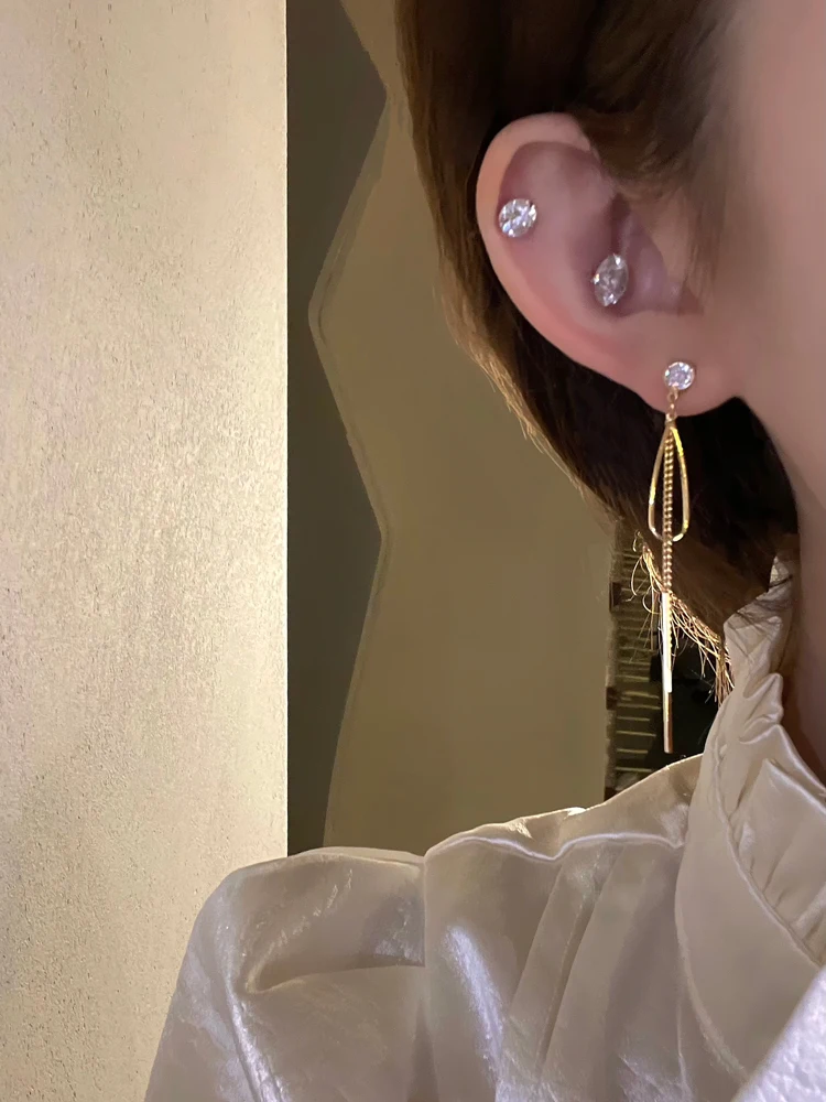 Новое поступление 2024 элегантные длинные металлические серьги с кисточками из