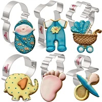 keniao baby shower cookie cutter set 6 pc pajama carriage elephant foot pacifier biscuit bread molds stainless steel