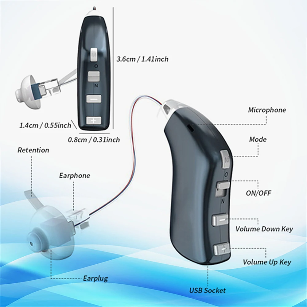 

2023 Professional Hearing Aid Rechargeable Full Digital Hearing Aids 16 Channels Hearing Amplifier Hearing Device for Deafness