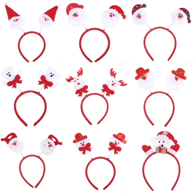 

2023 Christmas Elk Horn Headband Spring Santa Claus Snowman Headwear New Year Party Children Decoration Hair Accessories